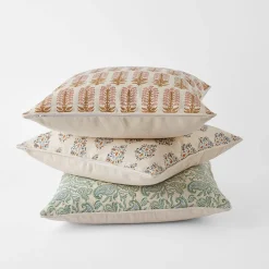 Aarvi Wood Block Cushion - Ochre