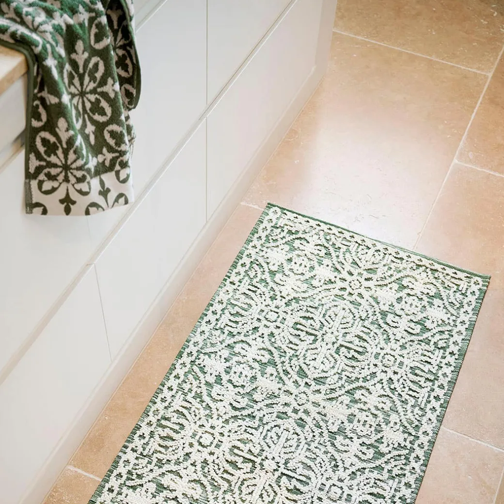 Alva Bath Mat - Olive Green/Ivory