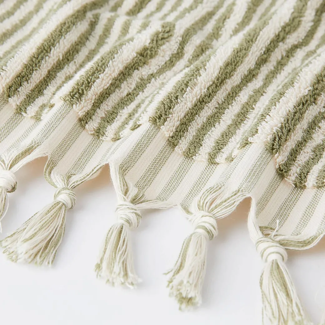 Ama Stripe Towel - Olive Green