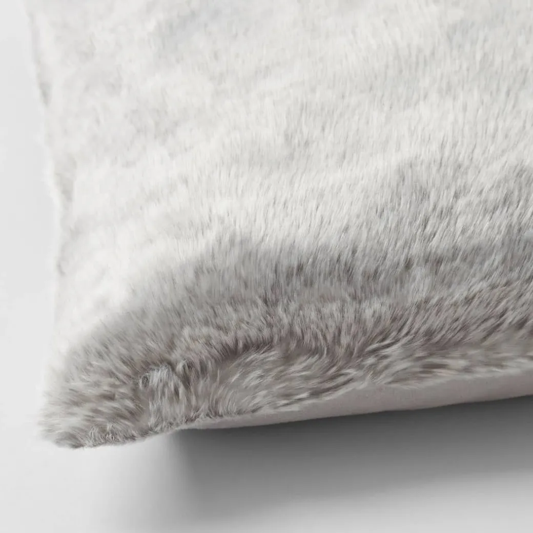 Arctic Faux Fur Cushion - Grey Fox