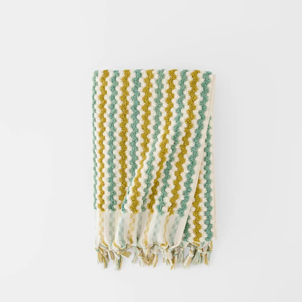 Bodrum Turkish Cotton Bath Sheet - Blue/Grey Zig Zag