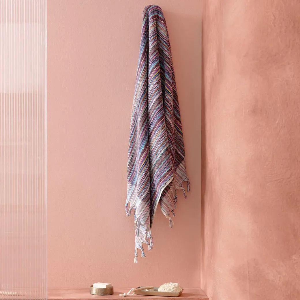 Bodrum Turkish Cotton Bath Sheet - Blue/Grey Zig Zag