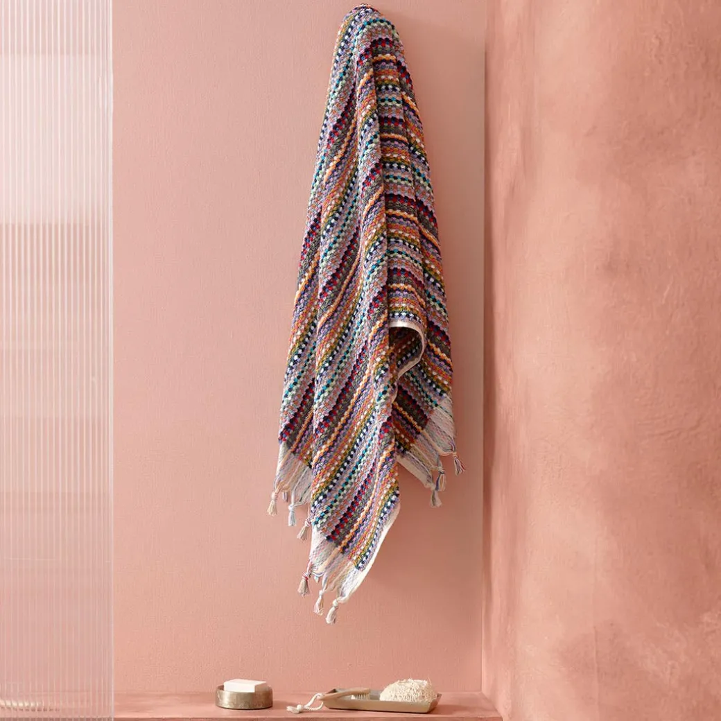 Bodrum Turkish Cotton Bath Sheet - Blue/Grey Zig Zag