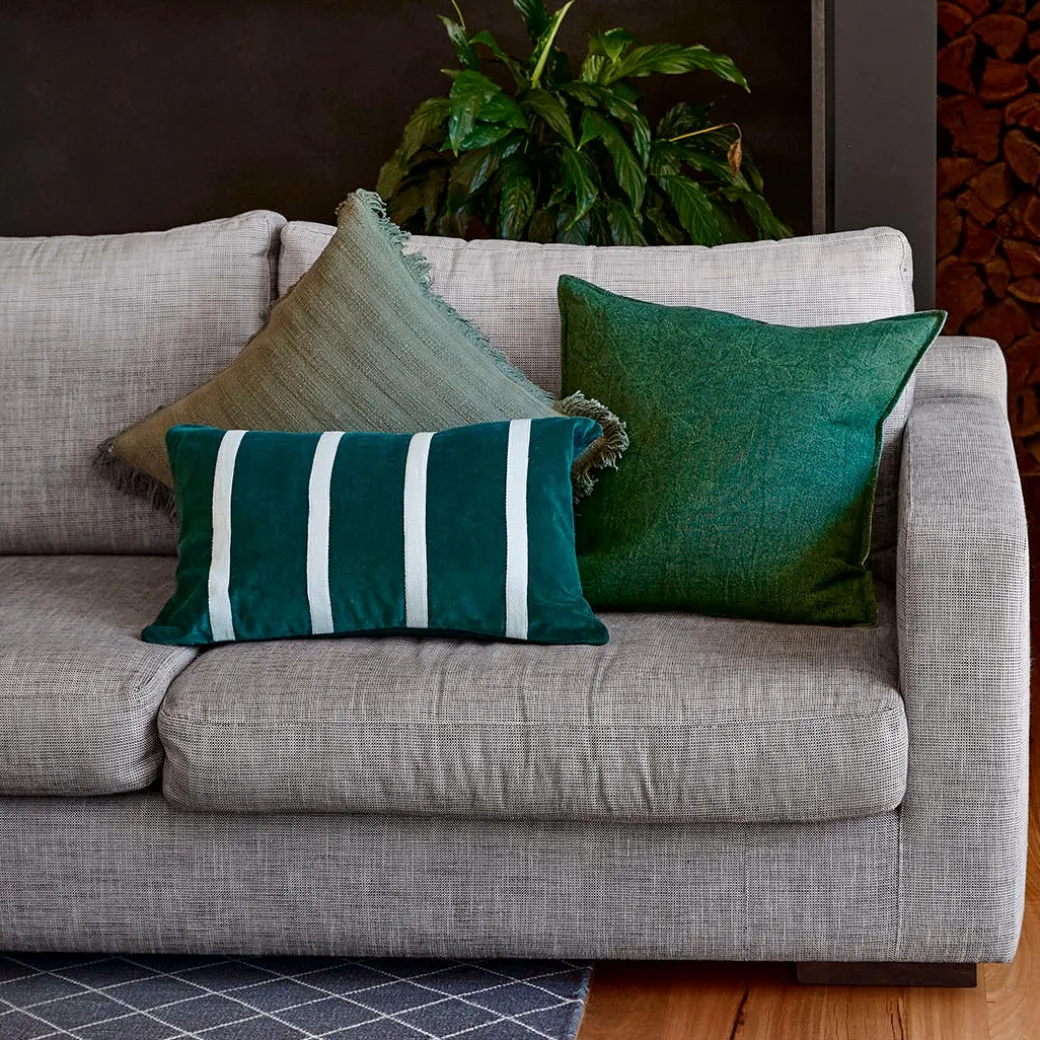 Cameron Linen Cushion - Midnight/Teal