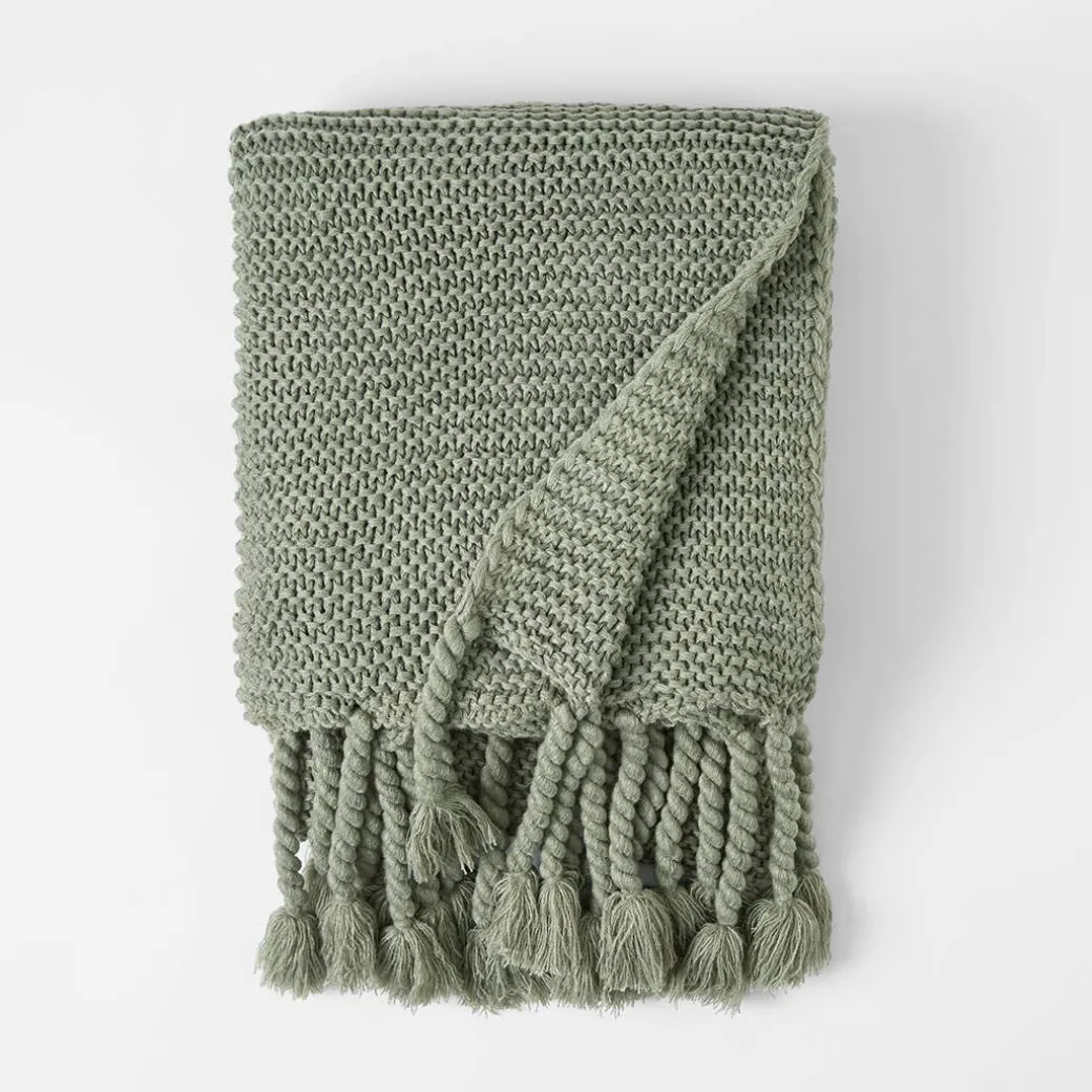 Chunky Tassel Throw - Pine