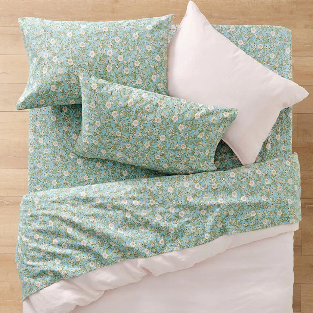 Cordelia Flannelette Sheet Set - Sage/Ivory