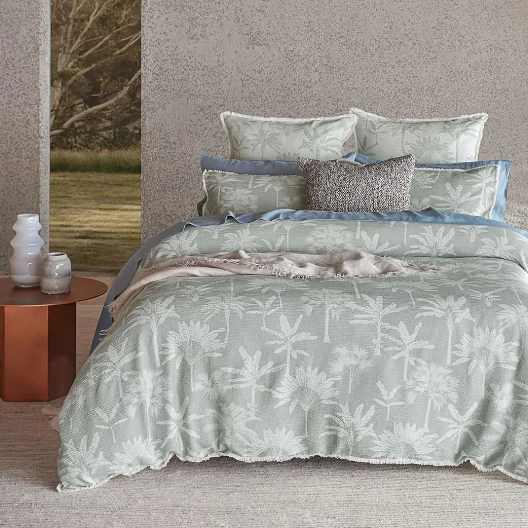 Dune Quilt Cover - Sage Green/Ivory