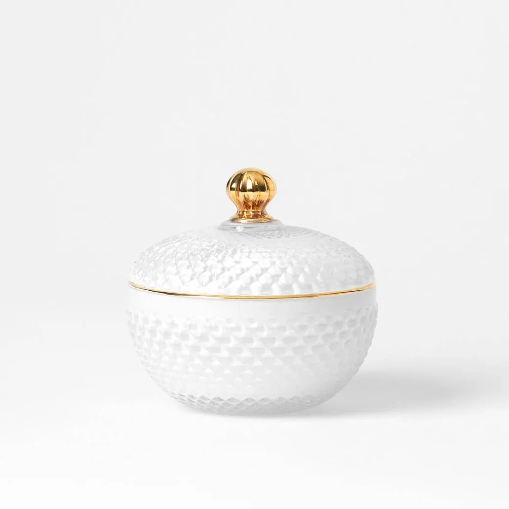 Glass Covered Trinket Dish Round