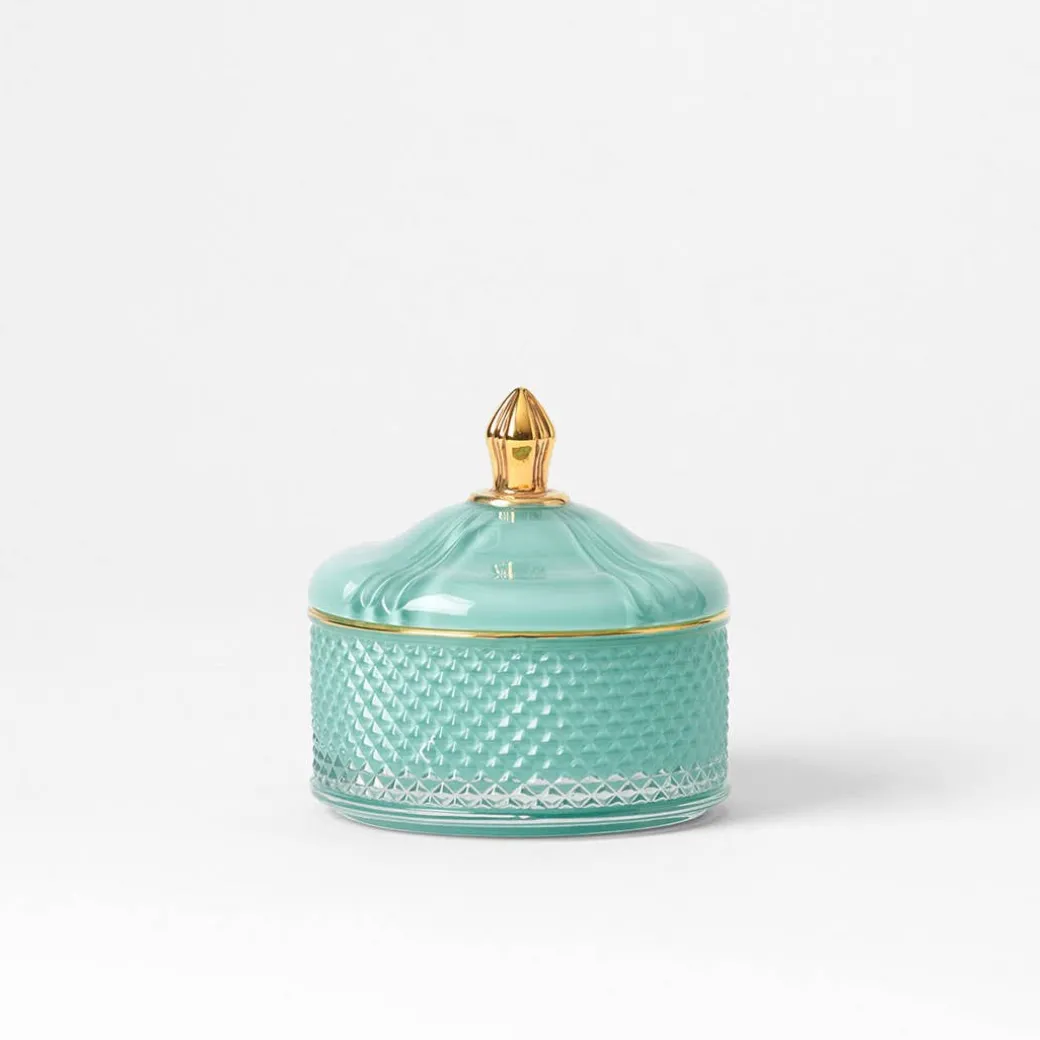 Glass Covered Trinket Dish Squat