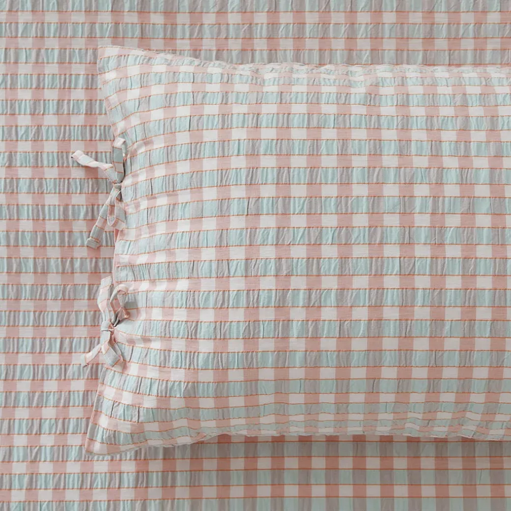 Leah Quilt Cover - Blush/Sage Check