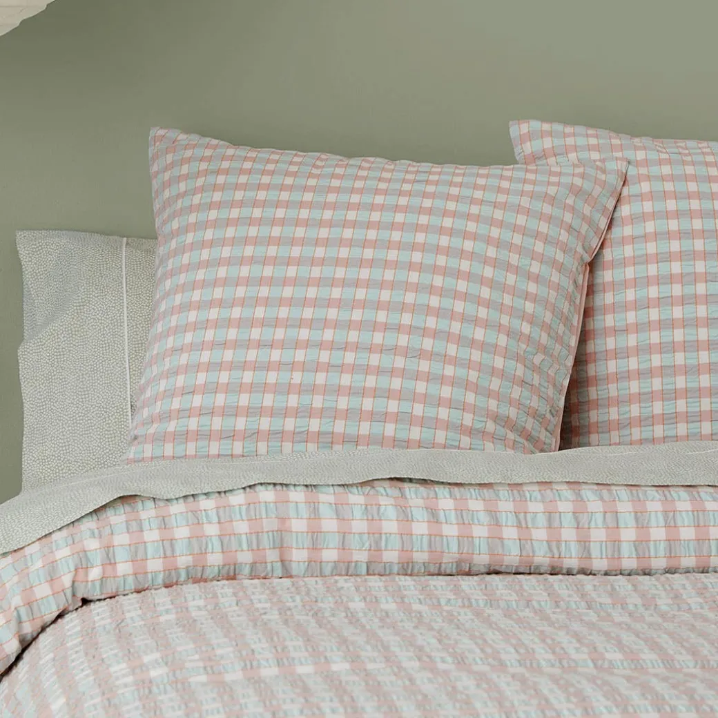 Leah Quilt Cover - Blush/Sage Check