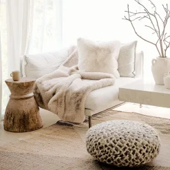Luxury Faux Fur Cushion - Stone