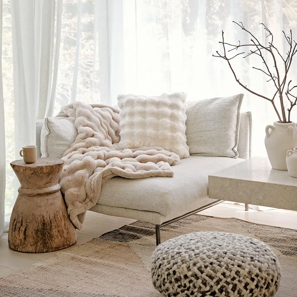 Malmo Faux Fur Throw - Pumice