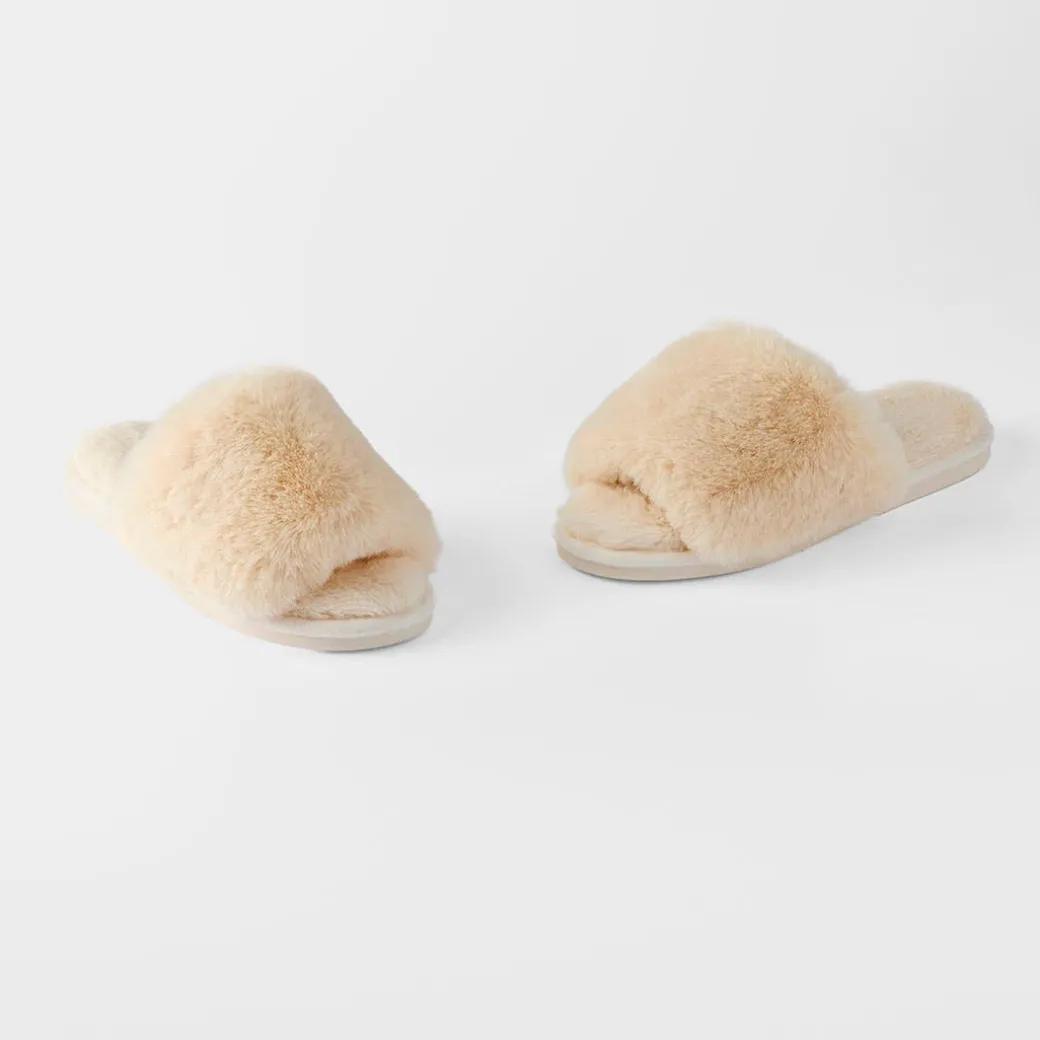 Open Toe Fur Slide - Emerald