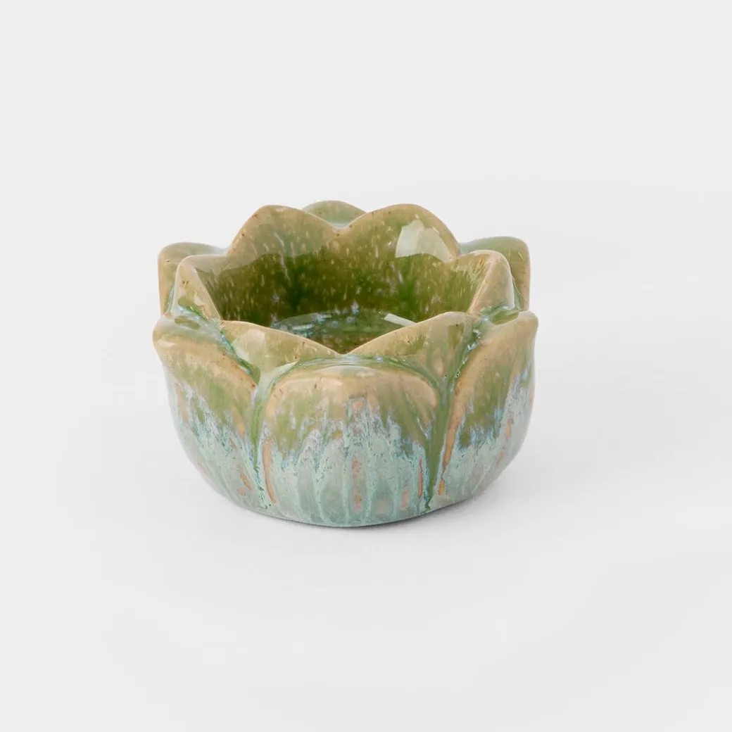 Petal Tea Light Holder - Green