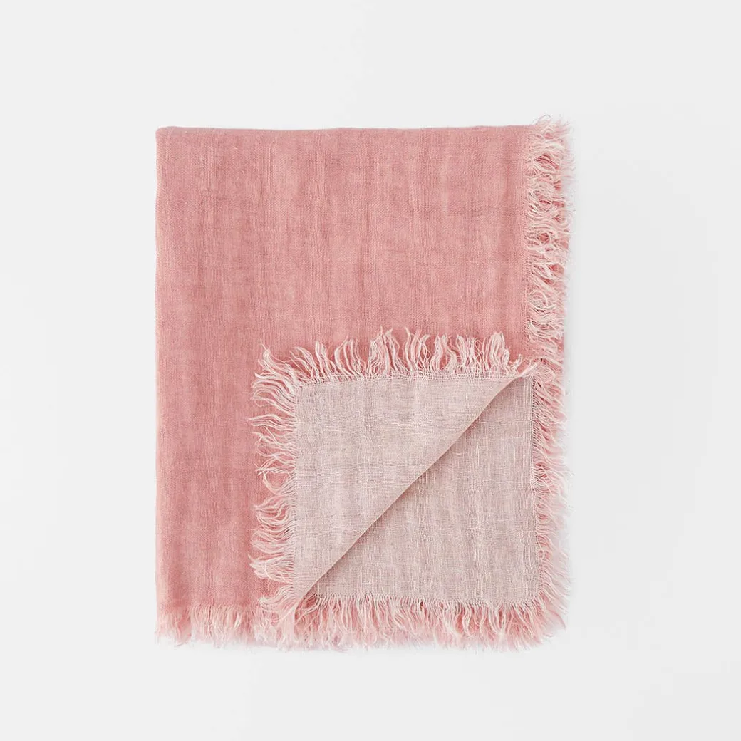 Rhodes Linen Throw - Rose Pink
