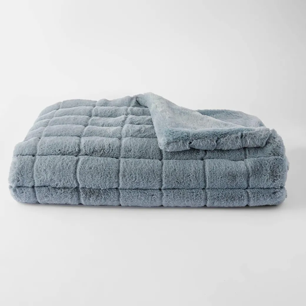 Sable Faux Fur Throw - Dove Grey