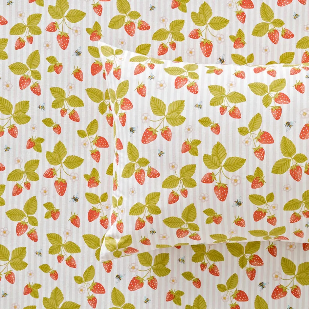 Strawberry Stripe Flannelette Sheet Set