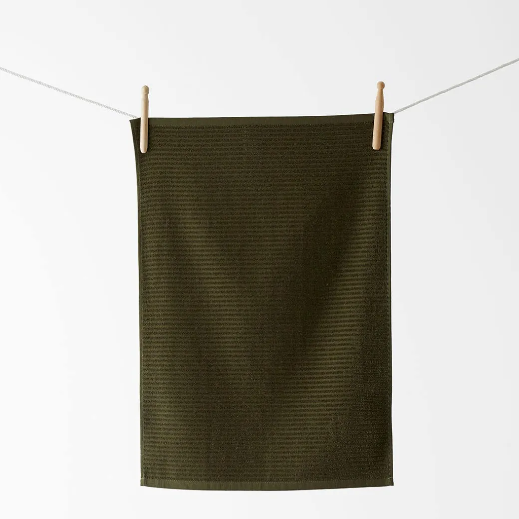 Turner Set Of 3 Terry Tea Towel - Army/Natural
