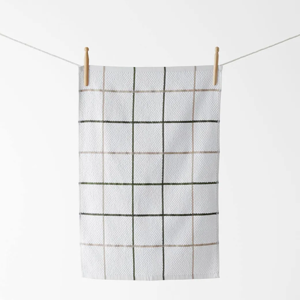Turner Set Of 3 Terry Tea Towel - Army/Natural