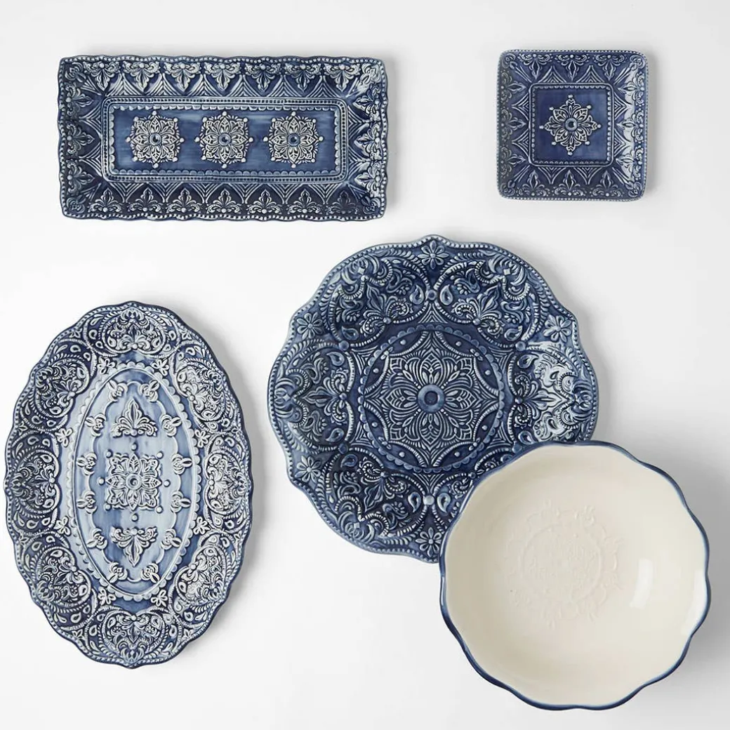 Venezia Large Round Platter - Indigo