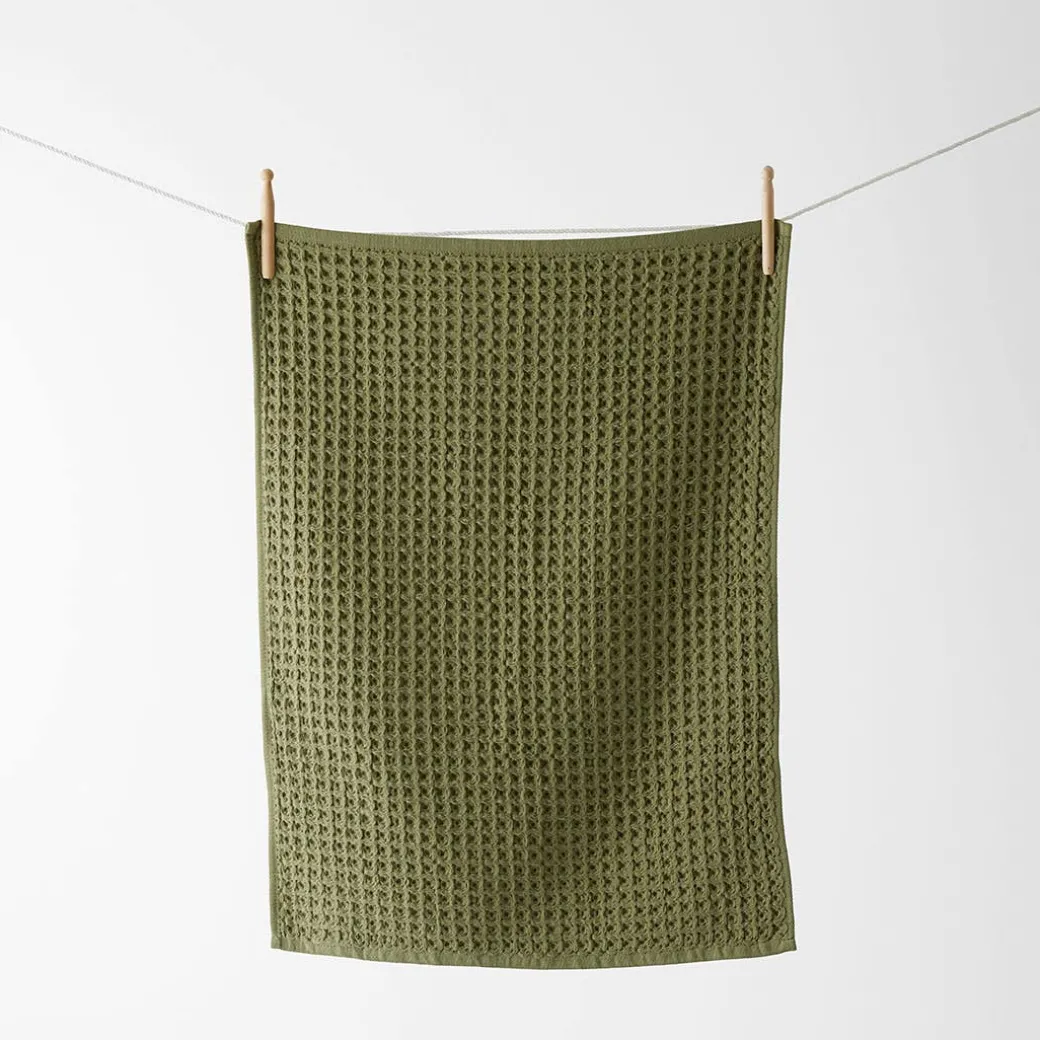 Waffle Tea Towel Set Of 2 - Olive