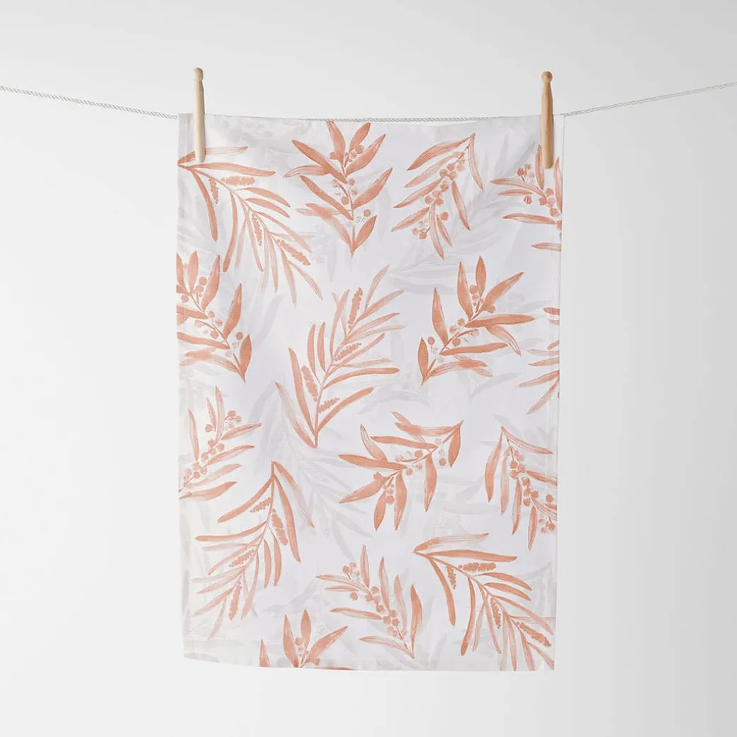 Wattle Tea Towel Set Of 3 - Clay