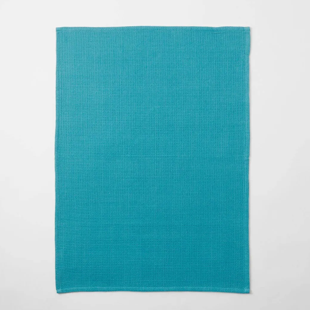 Yarn Dye Stripe Tea Towel Set Of 3 - Teal
