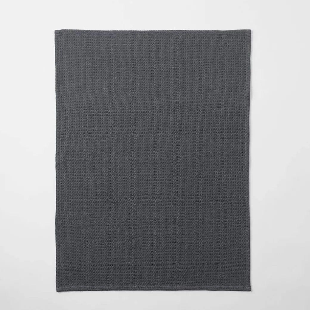 Yarn Dye Stripe Tea Towel Set Of 3 - Charcoal