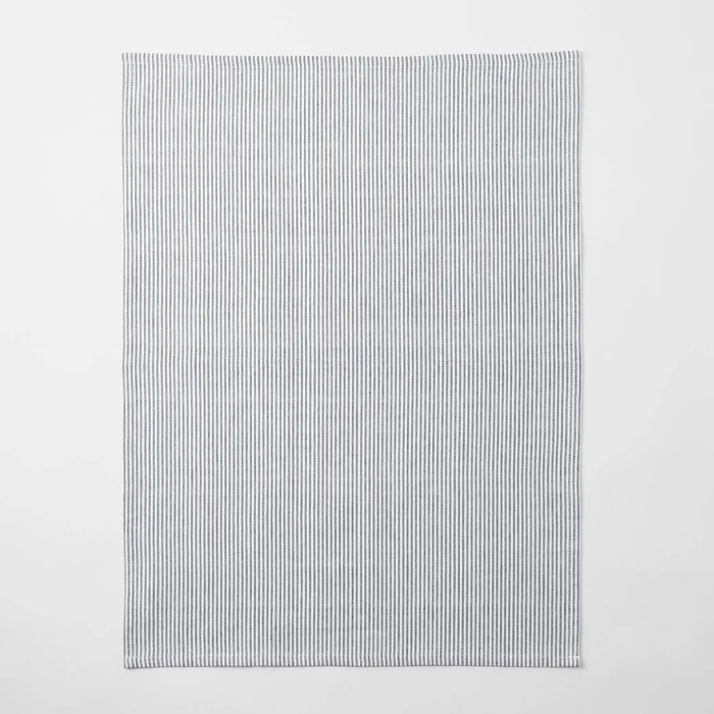 Yarn Dye Stripe Tea Towel Set Of 3 - Charcoal