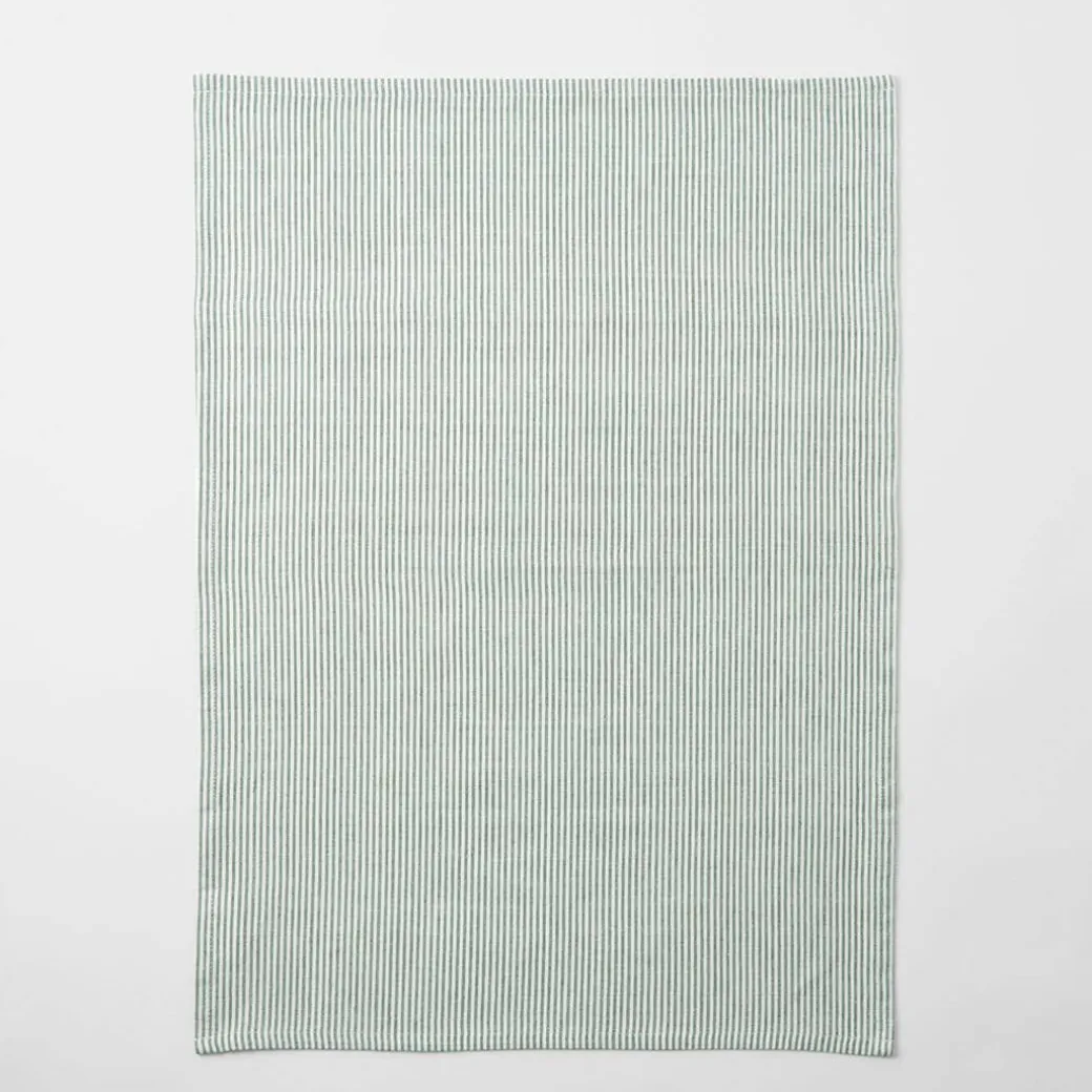 Yarn Dye Stripe Tea Towel Set Of 3 - Khaki
